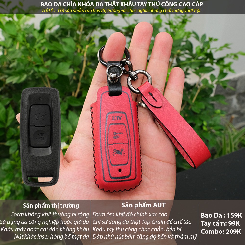 Đựng smartkey Sh Mode Sh2022 mới 2 nút bấm da bò khâu tay VSV móc AD có dây tay cầm