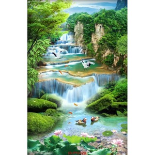 Tranh dán tường 3d Tranh Thác Nước Khổ Đứng