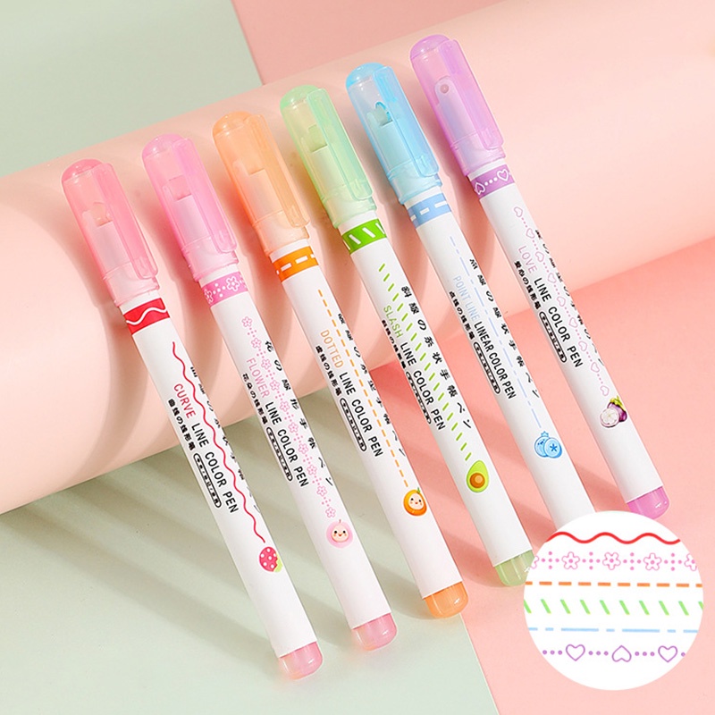 Bút Đánh Dấu Nhiều Màu Sắc Nhanh Khô 6 Màu Dành Cho Học Sinh