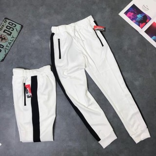 Quần Jogger Thể Thao Màu Trắng 1 Sọc Đen, Thể Thao, Vải Thun 4 Chiều Co Dãn MT213