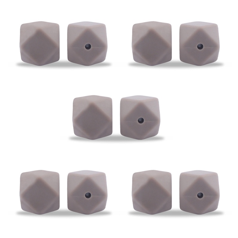 Bộ 10 Chuỗi Hạt Đá Bát Giác Bằng Silicone Làm Vòng Đeo Tay / Dây Chuyền / Vòng Cổ Handmade DIY Cho Bé