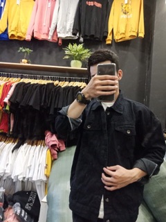 ÁO KHOÁC JEAN UNISEX ĐEN (hình thật)