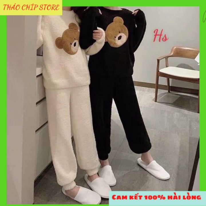 [RẺ VÔ ĐỊCH]Bộ Ngủ Nữ Lông Hình Gấu ,Họa Tiết Gấu Cực Cute Mặc Ngủ, Đi Chơi Hay Du Lịch Đều Được ,Aó Dài Tay Thêu Hình | BigBuy360 - bigbuy360.vn