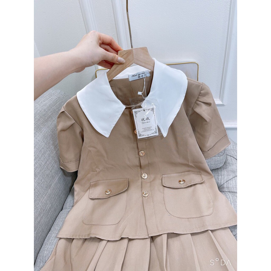 Sét Đồ Nữ ,Sét Áo Tay Bồng  Phối Cổ kèm Chân Váy Xếp Ly | BigBuy360 - bigbuy360.vn