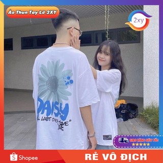 Áo thun tay lỡ unisex 2xy, áo phông form rộng hoa daisy