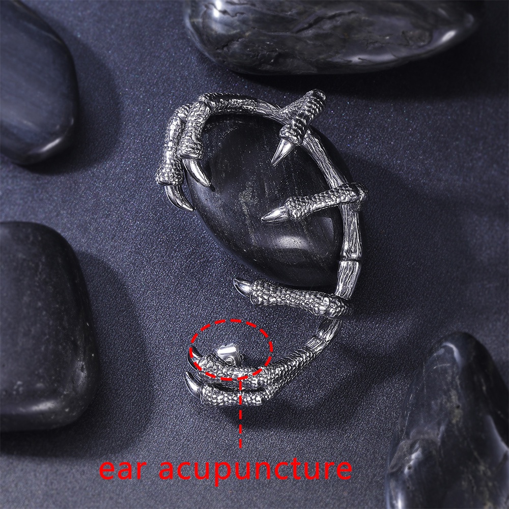 Khuyên Vành Tai Hình Móng Vuốt Rồng Bạch Tuộc Phong Cách Gothic Punk