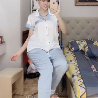 Đồ bộ phi lụa phối màu