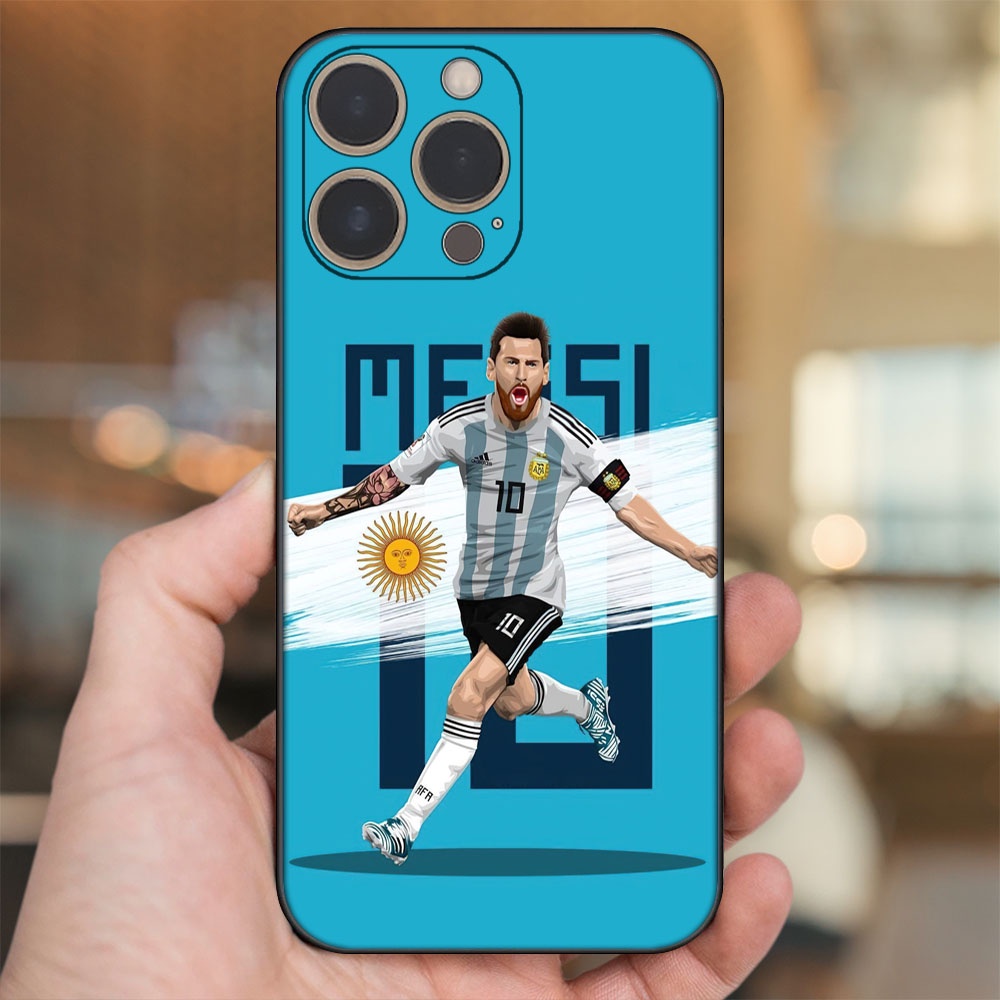 Ốp lưng iPhone 13 Pro dẻo đen cạnh vuông in hình Lionel Messi Barcelona PSG