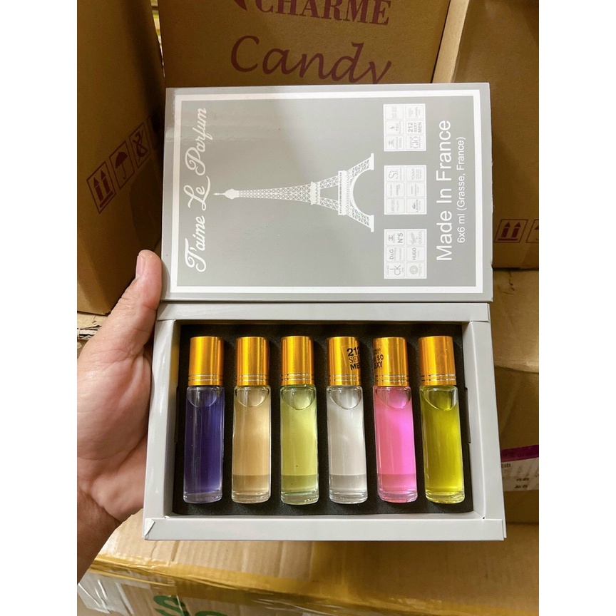 Nước Hoa Tinh Dầu Nam Nữ Set 6 Chai Dạng Lăn Chai 20ml