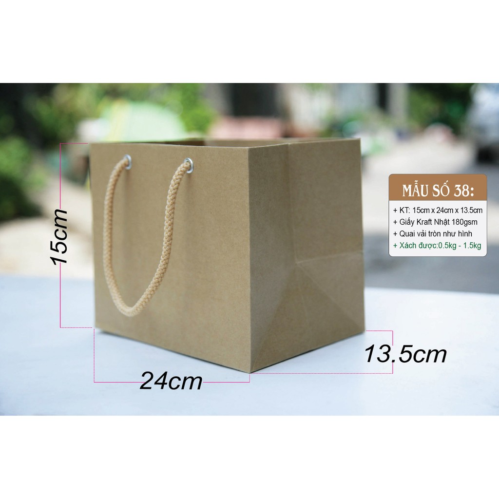 25 cái - Túi giấy kraft đựng hộp thức ăn hộp thực phẩm hộp quà tặng = Mẫu số 38