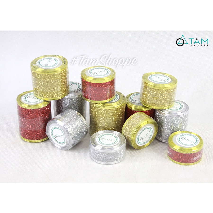 Ruy băng kim tuyến viền kẽm nhiều màu nhiều cỡ  RB-07 TAN