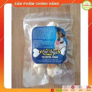 Xương đồ ăn da bò và sữa thịt 🐕 FREESHIP 🐕 THT - 903 | gói 4 cây | Pet Snack bánh thưởng xương gậm sạch răng bò cho chó