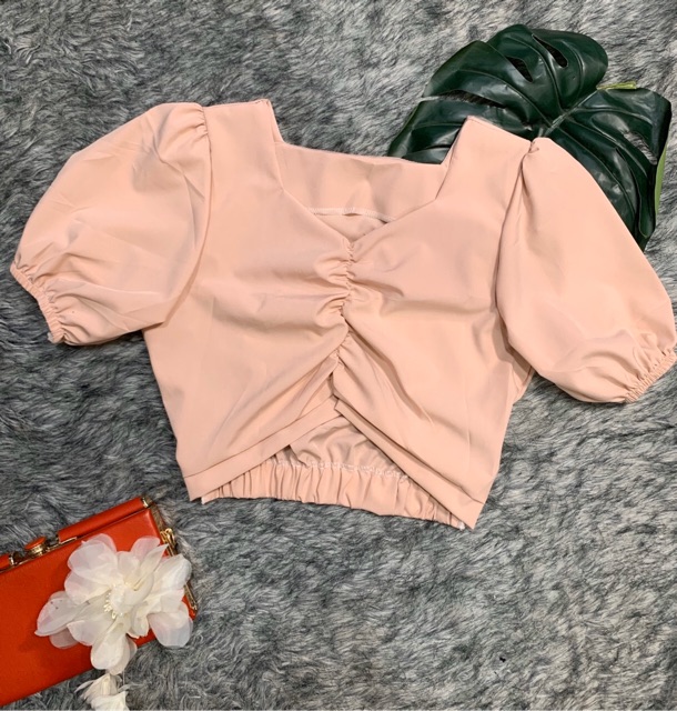 Áo croptop nhún ngực nhiều màu (có ảnh thật)