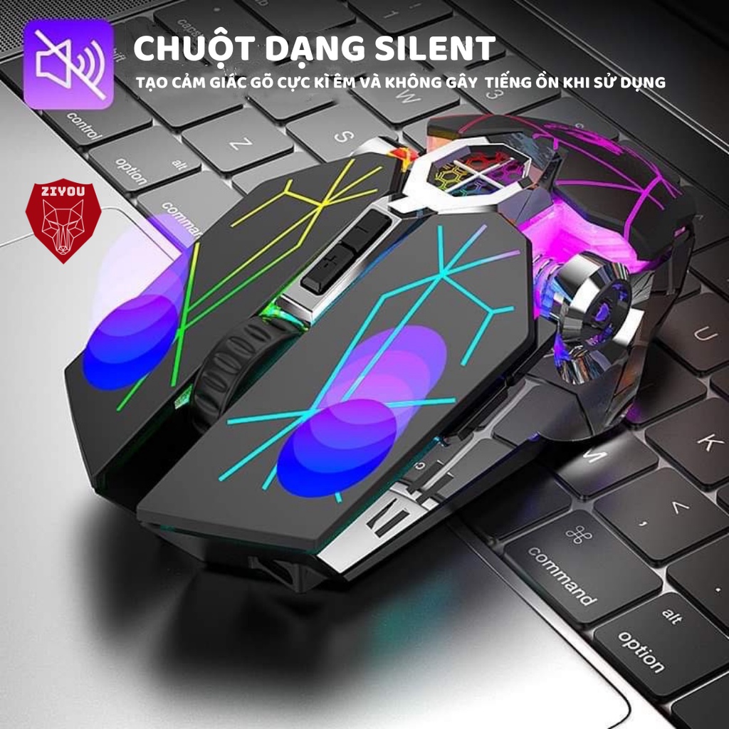 Chuột gaming không dây ZIYOU X13 có led RGB cực đẹp, dùng pin sạc cực trâu, gõ cực êm không gây ồn cho máy tính, pc