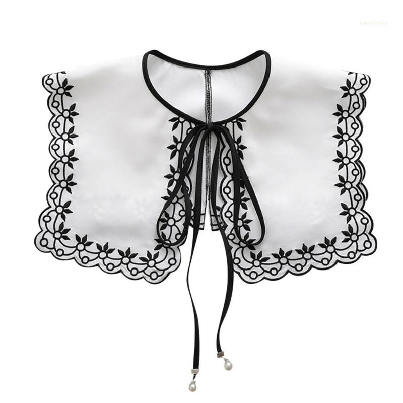 Cổ Áo Giả Thêu Hoa Cột Nơ Xinh Xắn Cho Nữ