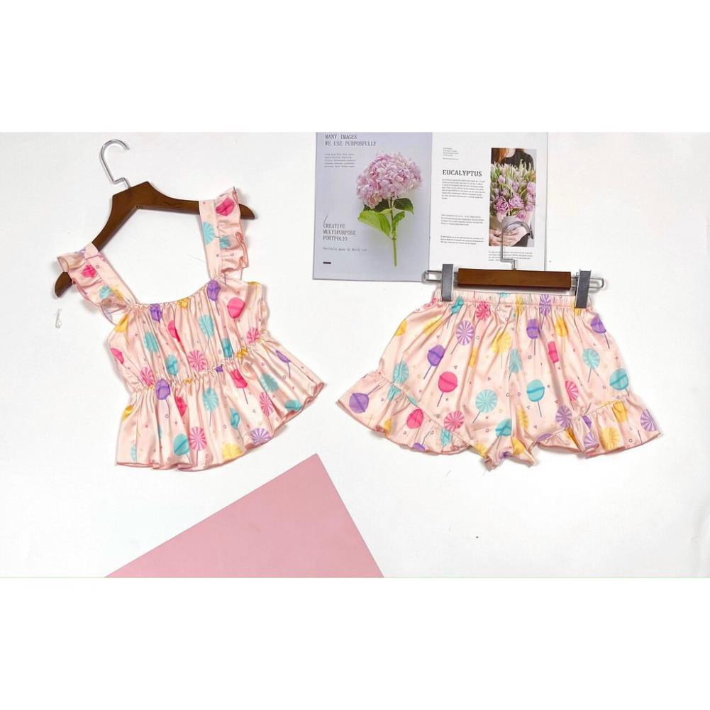 Bộ Mặc Nhà Nữ - Đồ Ngủ 2 Dây Quần Cộc Lụa Satin Cao Cấp Gợi Cảm Cute Cho Nữ | Hân Fashion | BigBuy360 - bigbuy360.vn