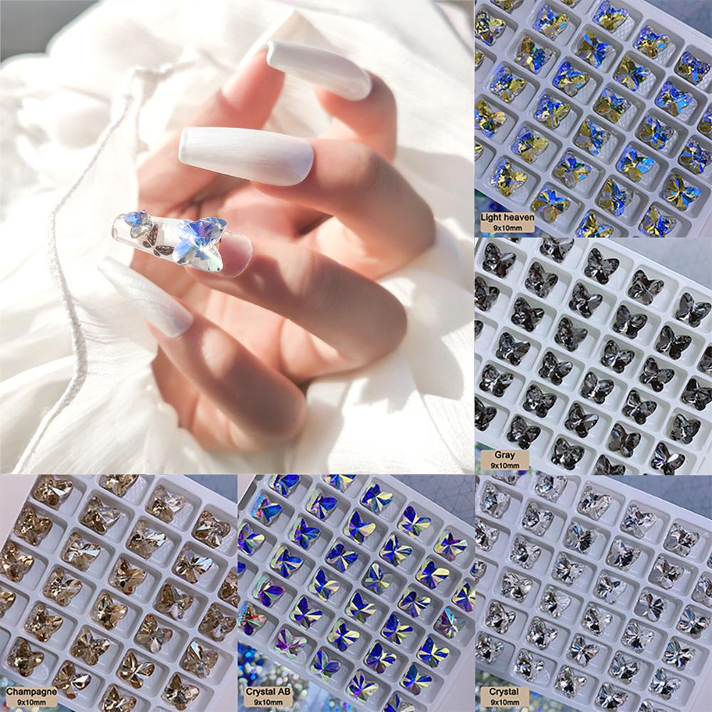 Phụ Kiện Trang Trí Móng Tay Hình Bướm Xinh Xắn|Kính 9 * 10mm K9|Phụ Kiện Làm Móng Nghệ Thuật