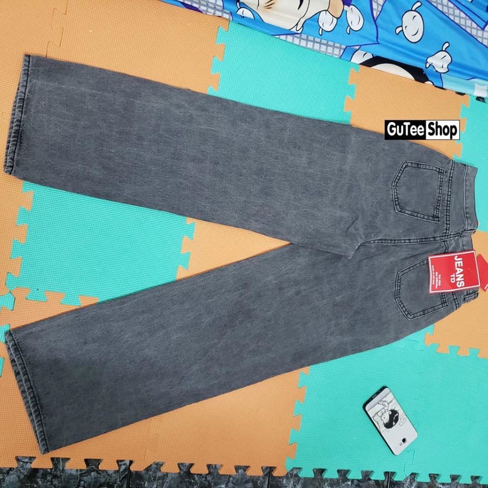 Quần jean ống rộng dáng dài màu xám khói hàn quốc, kèm hình ảnh thật | BigBuy360 - bigbuy360.vn
