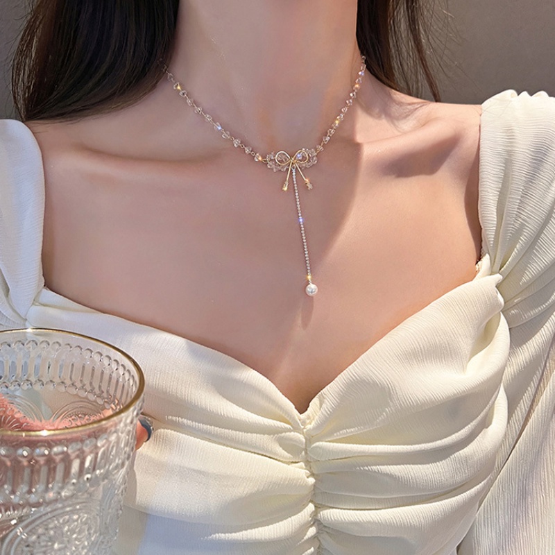 Mặt Vòng cổ Hình Nơ Đính Pha Lê Phong Cách Thời Trang 2022