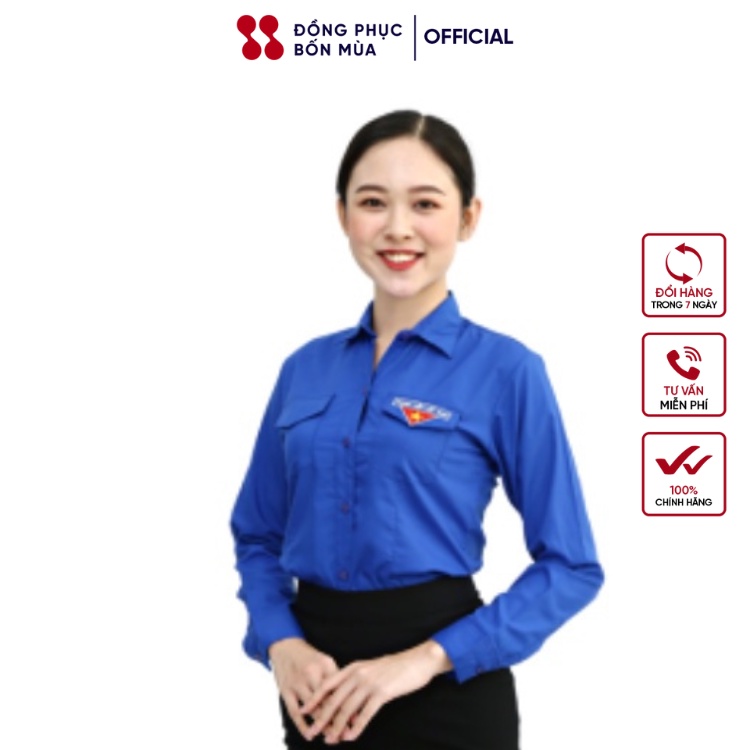 Áo sơ mi Đoàn Thanh niên dài tay thương hiệu dongphucbonmuaofficial chất cao cấp sẵn hàng tại shop 100% shop tự thiết kế