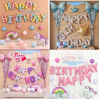 Set Bóng trang trí sinh nhật ngựa Pony Backdrop Thiết Kế Tên Theo Yêu Cầu Có Thể Đổi Màu Ngựa Tặng Bơm Và