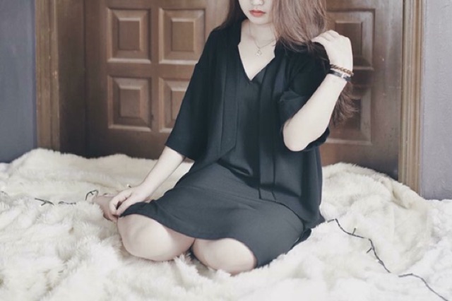 Áo Kimono ĐEN TRƠN