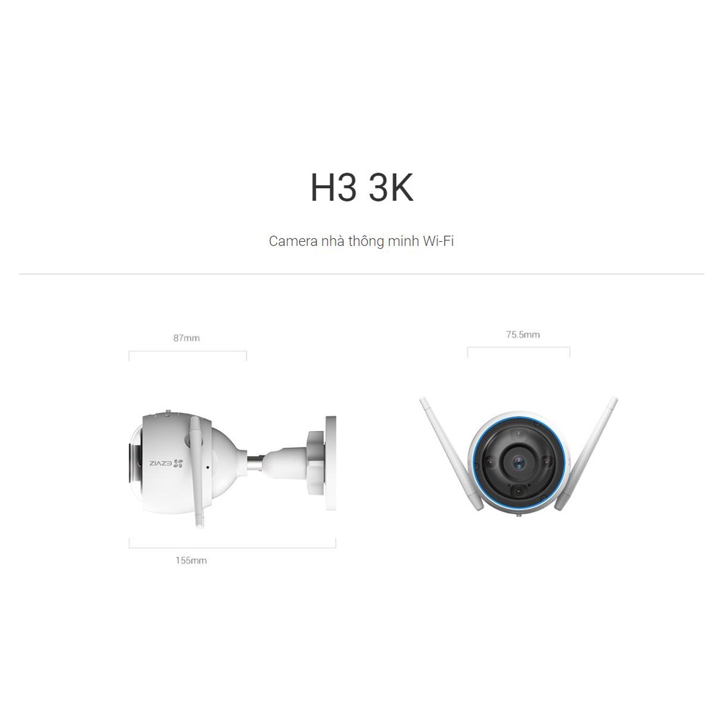 CAMERA EZVIZ H3 ĐỘ PHÂN GIẢI 5MP 3K PHÁT HIỆN CHÍNH XÁC NGƯỜI, VẬT