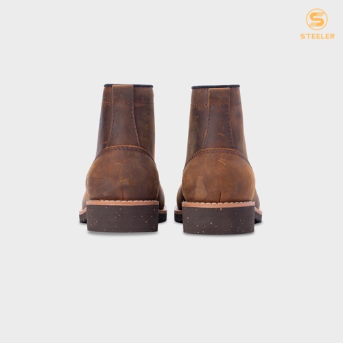 Giày Boots Cổ Cao Nam 959 Da Bò Sáp Nâu Đế Khâu Mckay - Work Boots Thương Hiệu Steeler