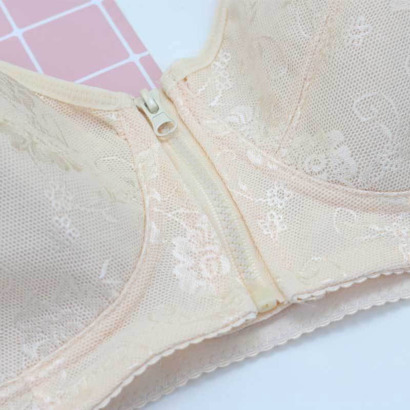 Áo ngực không có gọng thép kích cỡ lớn dây kéo phía trước vải cotton dành cho phụ nữ lớn tuổi | BigBuy360 - bigbuy360.vn