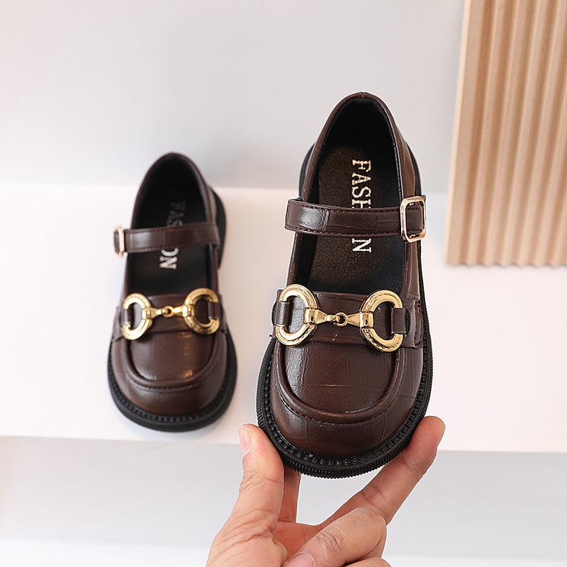 Giày Da Mềm Màu Trơn Chống Trượt Cho Bé Gái Size 26-37