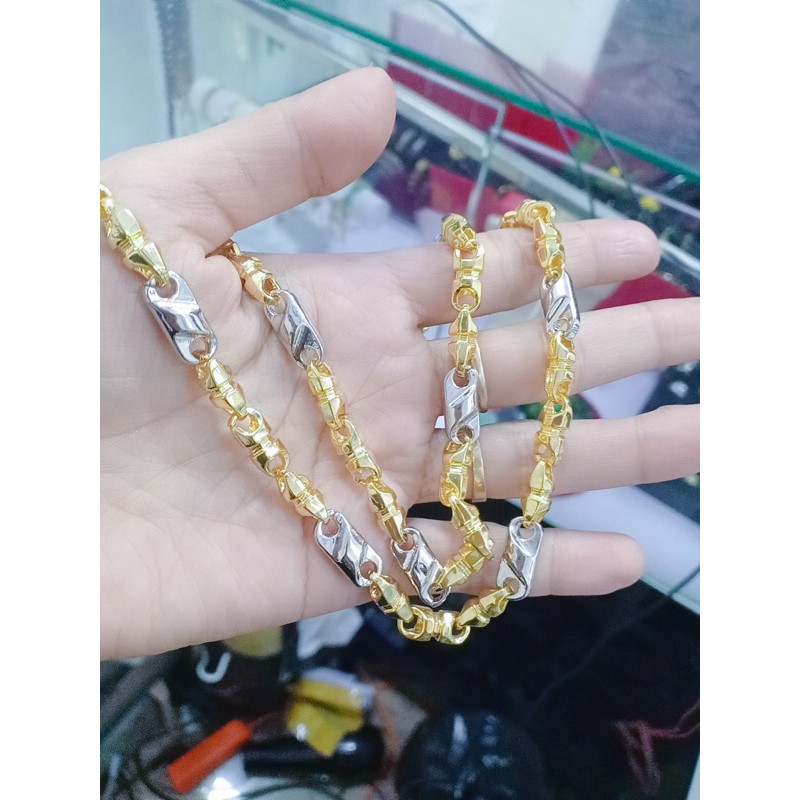 Dây chuyền nam hạt lúa 2 màu sang giàu