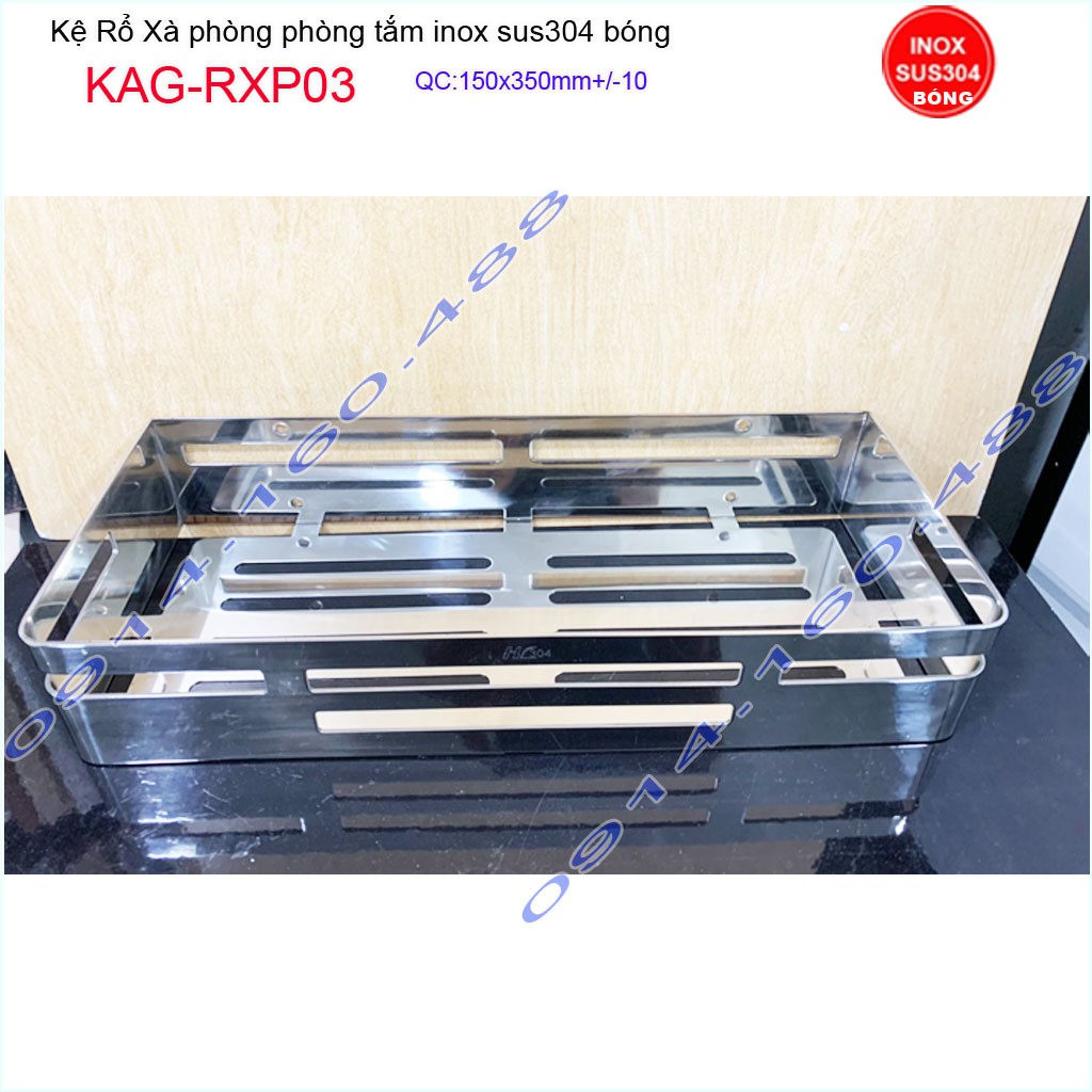 Kệ inox nhà tắm cao cấp Kacebath KAG-RXP03, kệ phòng tắm  35x15cm cao cấp inox dày  sử dụng tốt