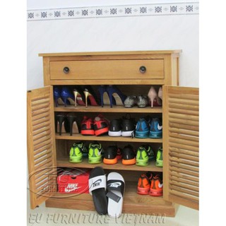 Tủ giày gỗ sồi Mỹ 2 cánh 1 ngăn kéo