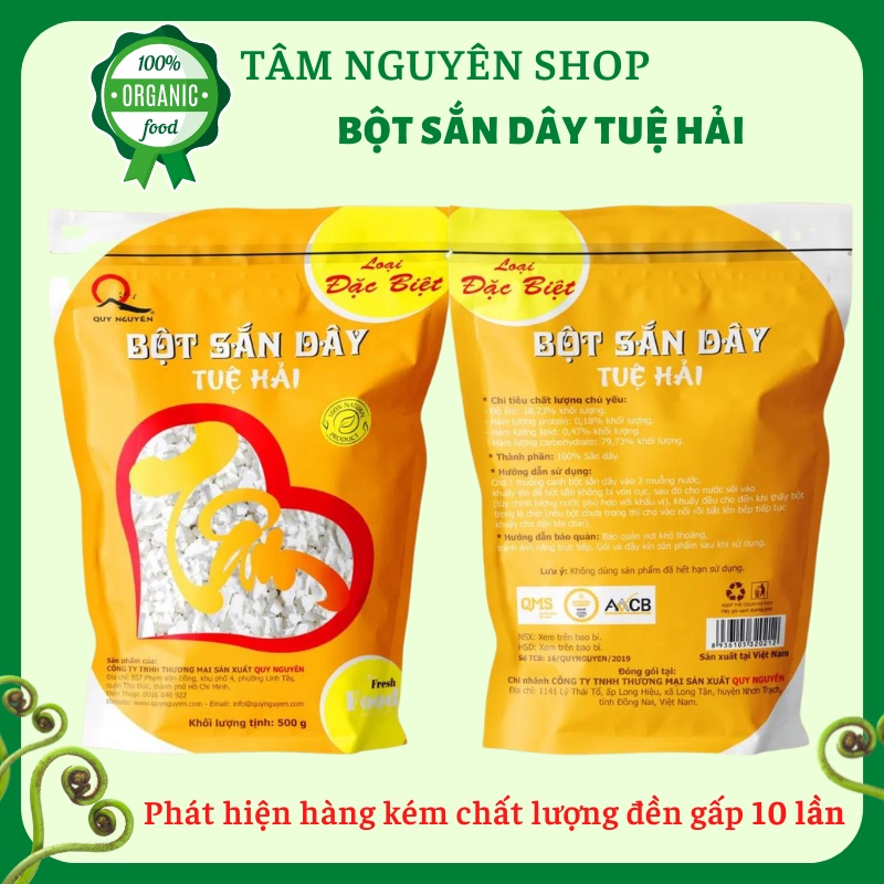 Bột sắn dây Quy Nguyên bột sắn dây nguyên chất Ông thầy Tuệ Hải chùa Long Hương loại 500g Tâm Nguyên TN01