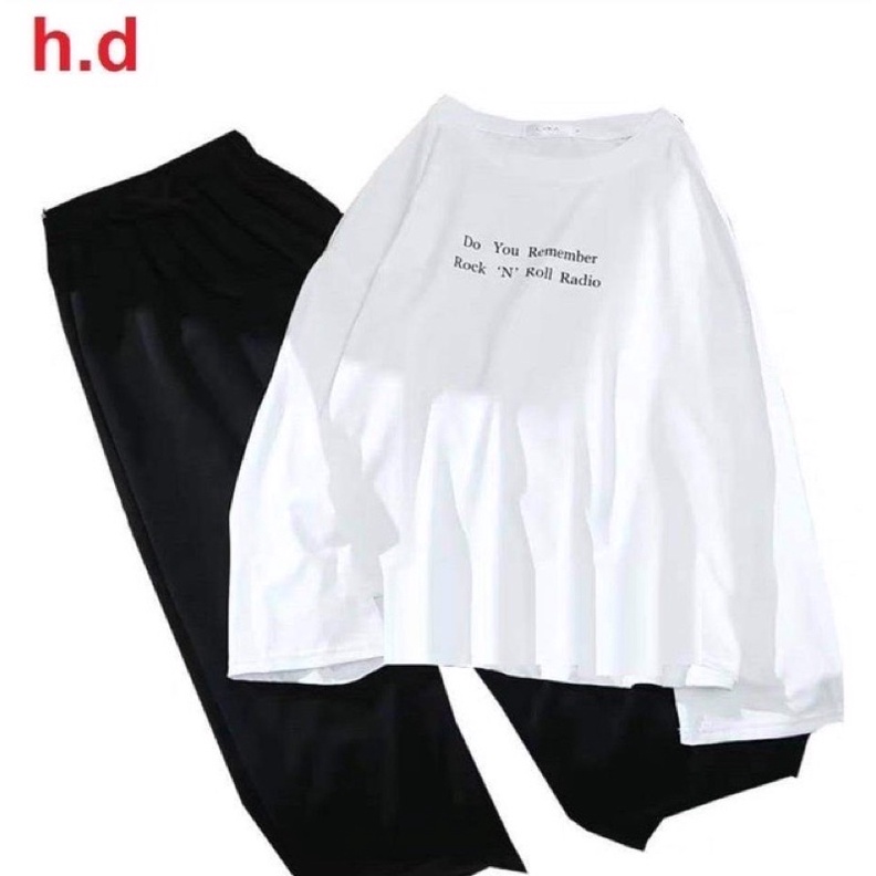 Sét áo ROCK tay dài + quần xuông đen TH6