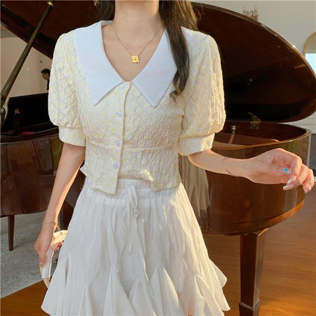 Áo Sơ Mi Tay Phồng Họa Tiết Hoa Thời Trang Mùa Hè Mới Cho Nữ