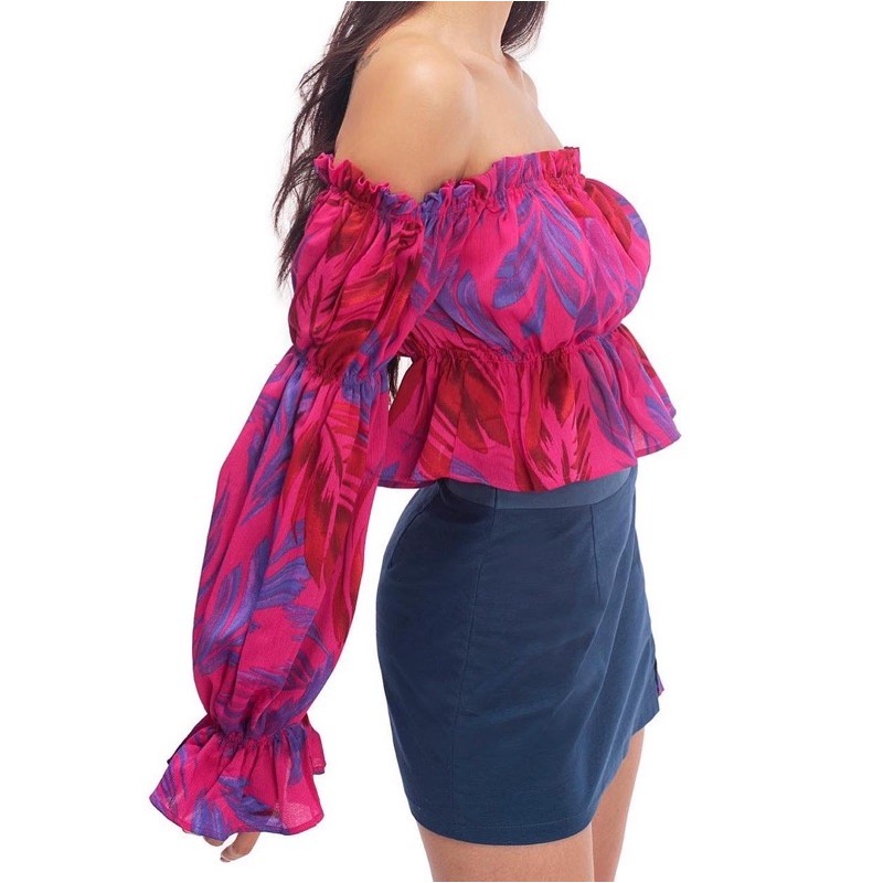 CARRÉ FLORAL TOP - Áo Xẻ Vai Dài Tay