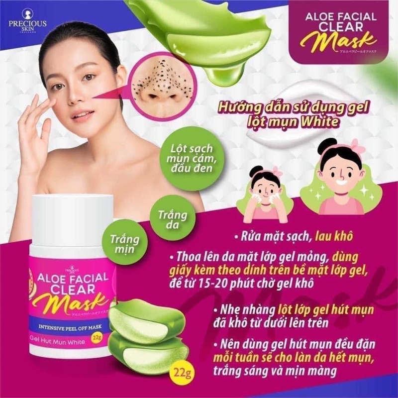 Gel Hút Mụn, Gel Lột Mụn Aloe Facial Clear Mask Thái Lan 22gram