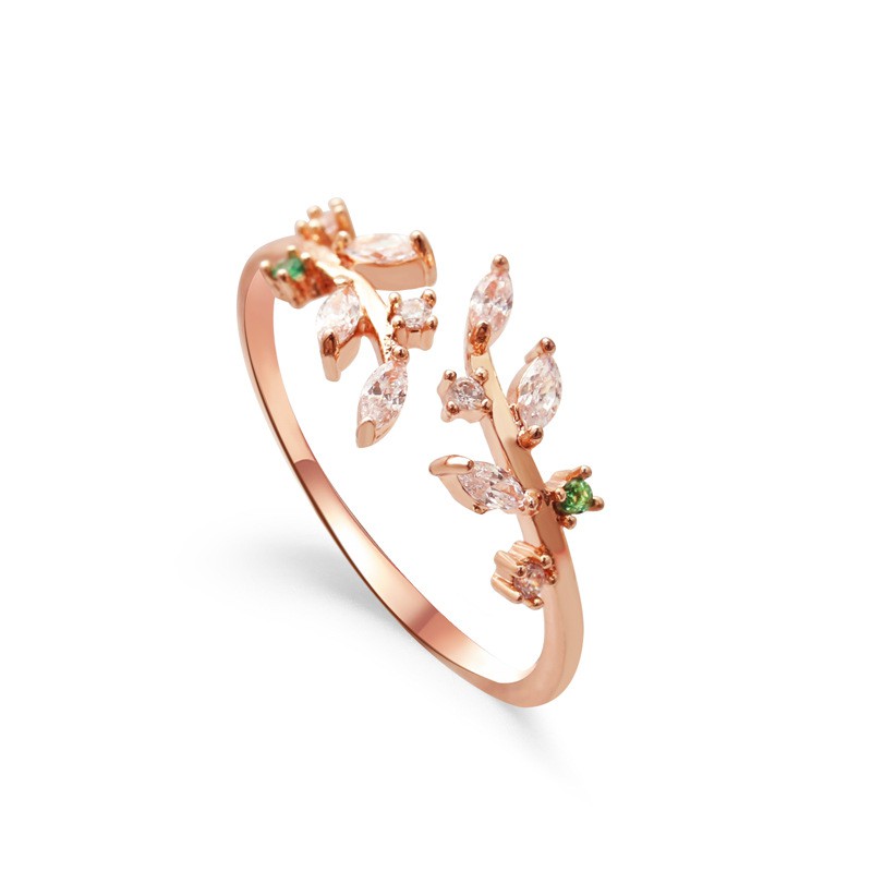 Lovely Leaf-shaped Electroplated Ring for Women