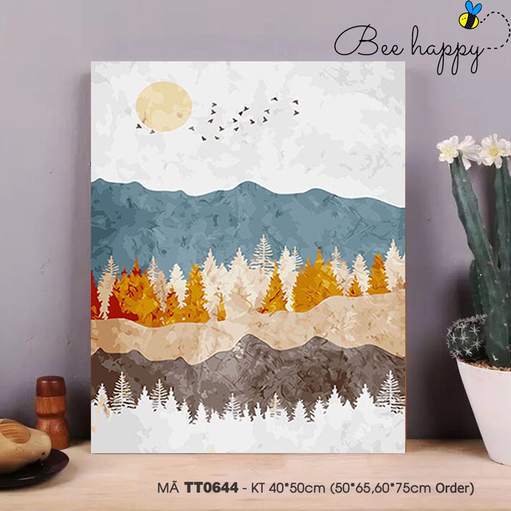 Tranh tự tô màu sơn dầu số hóa trừu tượng BEE HAPYY - Mã TT0644 Đàn chim di trú trên sa mạc