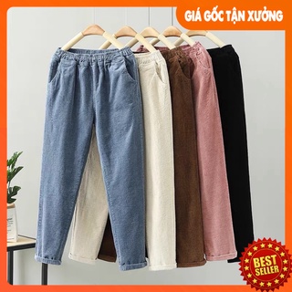 Quần Nhung Baggy Cạp Chun Kiểu dáng Hàn Quốc Siêu Đẹp Cho Chị Em