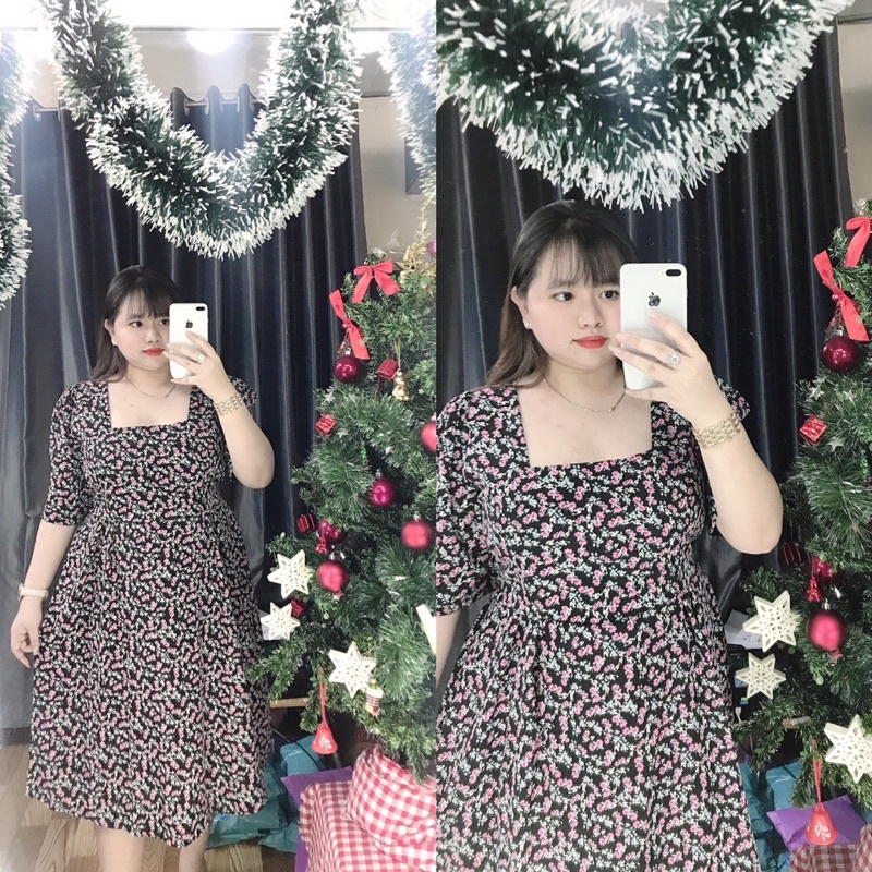 [BIGSIZE] Đầm tay ngắn cổ vuông 60-90kg