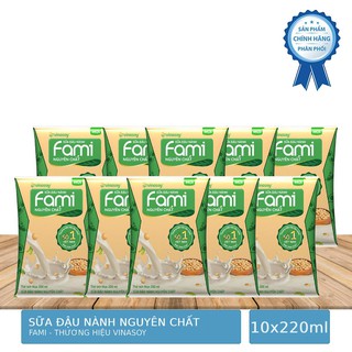 Combo 10 Bịch Sữa Đậu Nành Fami Nguyên Chất - Vinasoy 200ml