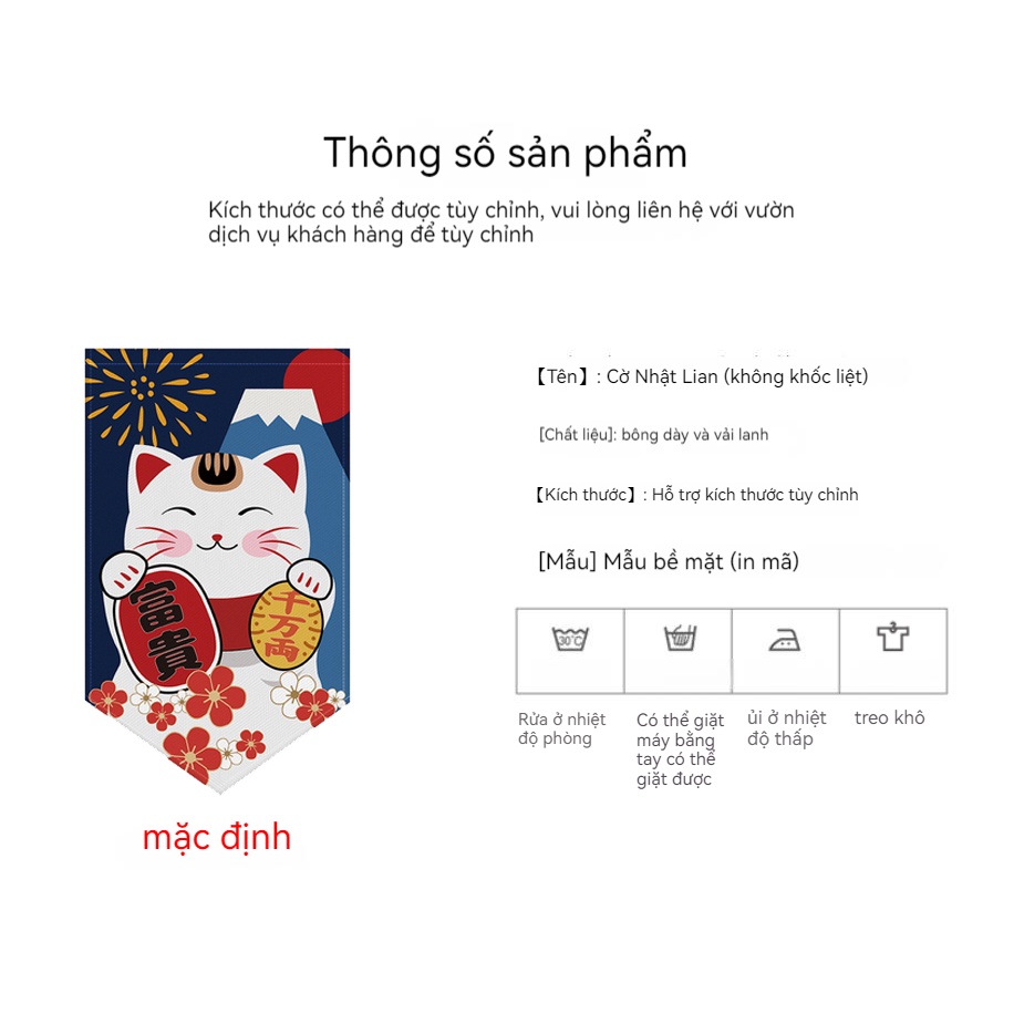 Rèm Cửa Ngắn Họa Tiết Mèo May Mắn Phong Cách Nhật Bản