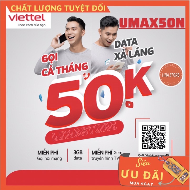 SIM Viettel 4G {Umax50N} Không Giới Hạn Lưu Lượng Truy Cập Mạng Miễn Phí Sim Hot 2021
