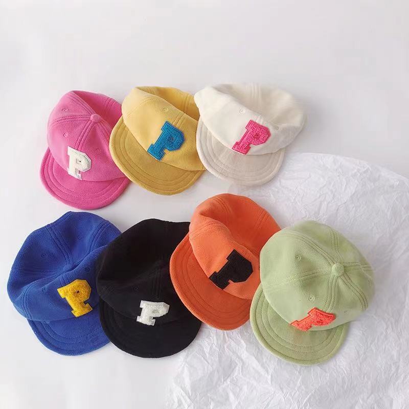 Mũ Lưỡi Trai Che Nắng Vải Lông Cừu Mềm Màu Kẹo In Chữ P Thời Trang Hàn Quốc Xinh Xắn Cho Bé