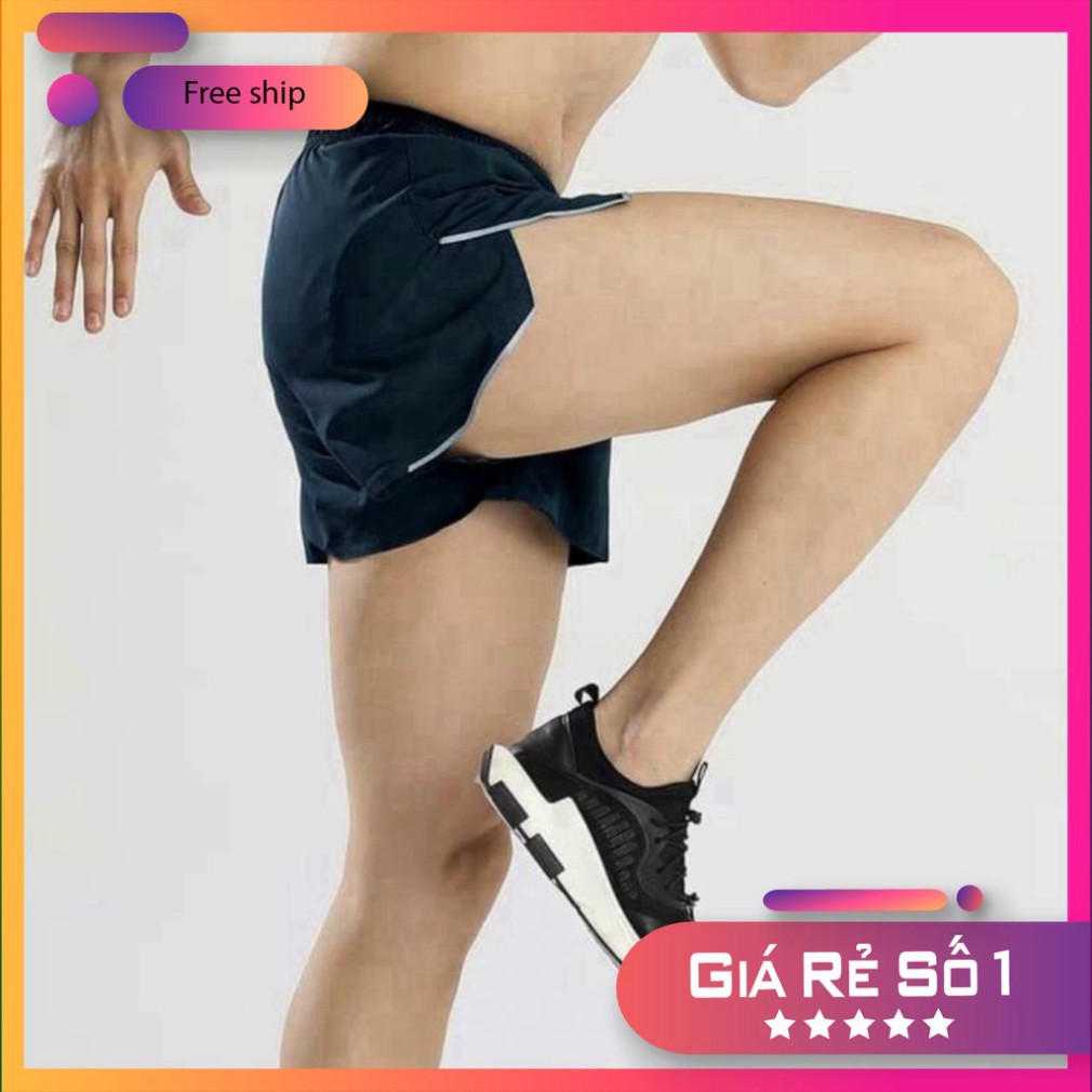 Quần Chạy Bộ Nam 1 Lớp Có Dải Phản Quang Lớn, Quần Đùi Short Thể Thao Chạy Bộ, Tập Gym... Có Túi Khóa Kéo Sau Tiện Lợi