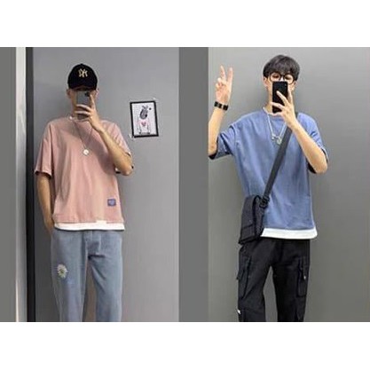 Áo thun FORM RỘNG FREESIZE Unisex cổ rách layer  chất cotton dày dặn mềm mịn | BigBuy360 - bigbuy360.vn