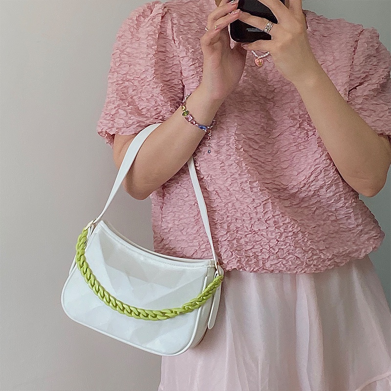 IELGY Túi Đeo Vai Hình Học Phối Dây Xích Thời Trang Cho Nữ