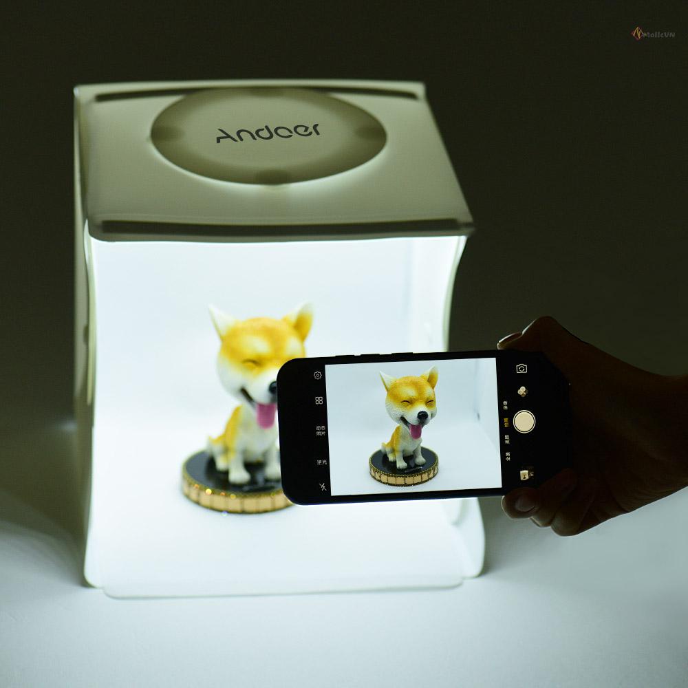 Set 2 hộp chụp ảnh Andoer mini 6500K với dây đèn LED + 40 hạt 6500K cổng USB chuyên dụng